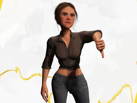 Cartoon Woman in Casual Outfit HQ 3D Model