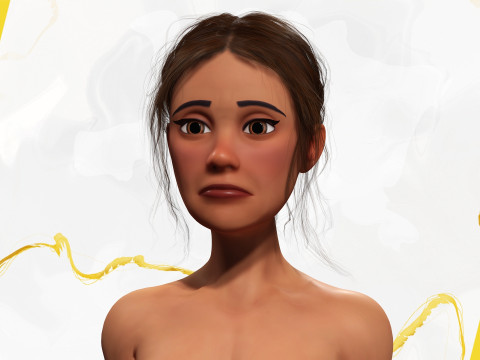 Cartoon Woman in Casual Outfit HQ 3D 模型