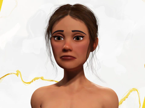 Cartoon Woman in Casual Outfit HQ 3D Model