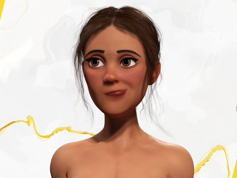 Cartoon Woman in Casual Outfit HQ 3D 模型