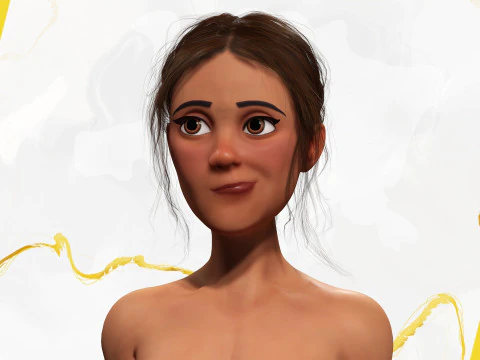 Cartoon Woman in Casual Outfit HQ 3D Model