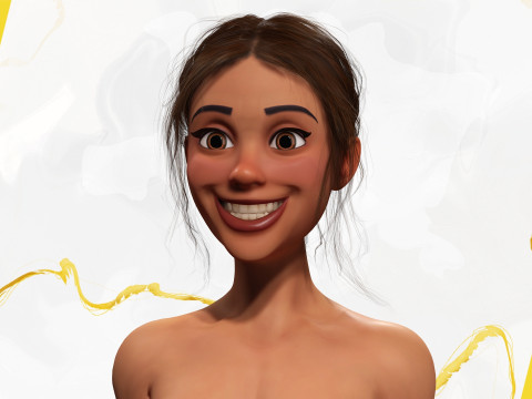 Cartoon Woman in Casual Outfit HQ 3D 模型