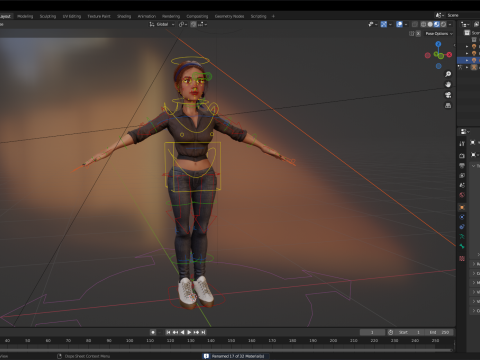 Cartoon Woman in Casual Outfit HQ 3D 模型