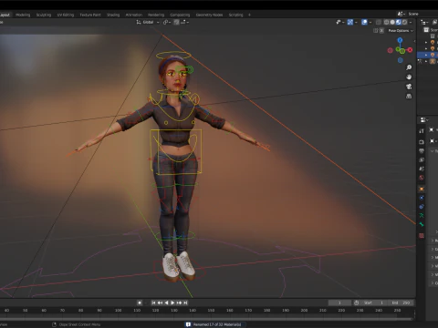 Cartoon Woman in Casual Outfit HQ 3D Model