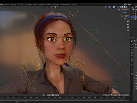 Cartoon Woman in Casual Outfit HQ 3D Model