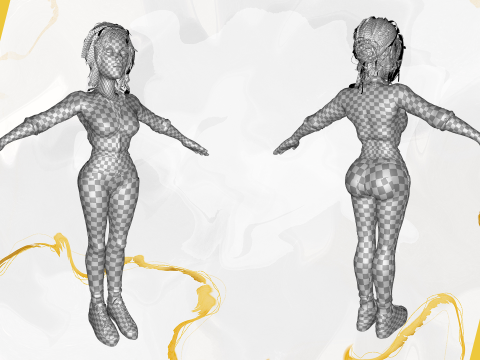Cartoon Woman in Casual Outfit HQ 3D 模型