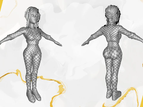 Cartoon Woman in Casual Outfit HQ 3D Model