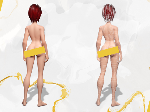 Cartoon Woman in Red Bikini girlfriend 3D Model