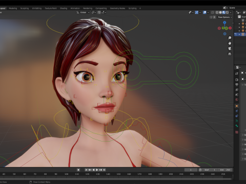 Cartoon Woman in Red Bikini girlfriend 3D Model