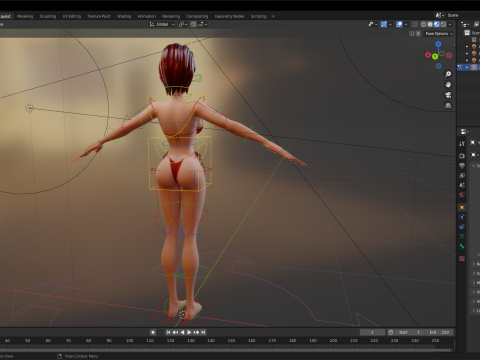 Cartoon Woman in Red Bikini girlfriend 3D Model