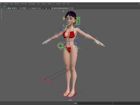 Cartoon Woman in Red Bikini girlfriend 3D Model