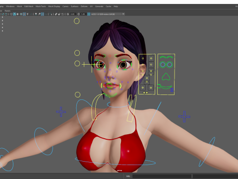 Cartoon Woman in Red Bikini girlfriend 3D Model