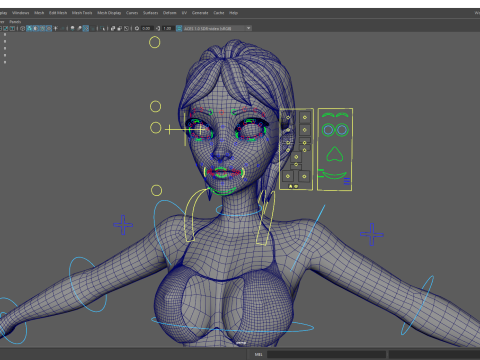 Cartoon Woman in Red Bikini girlfriend 3D Model