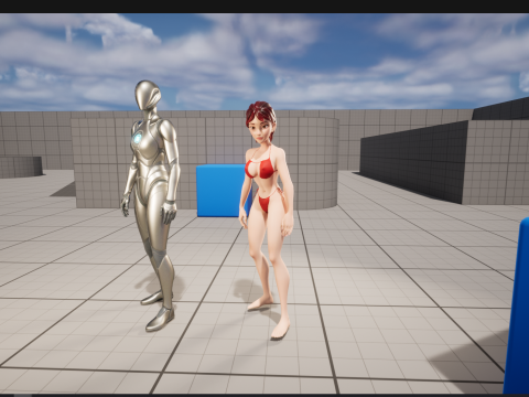 Cartoon Woman in Red Bikini girlfriend 3D Model