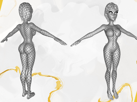 Cartoon Woman in Red Bikini girlfriend 3D Model