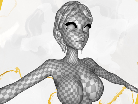 Cartoon Woman in Red Bikini girlfriend 3D Model