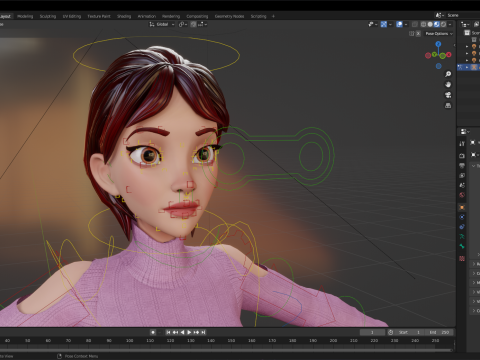 Cartoon Young Woman in Casual girlfriend Modello 3D