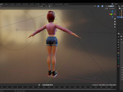 Cartoon Young Woman in Casual girlfriend 3D Model