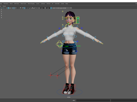 Cartoon Young Woman in Casual girlfriend Modello 3D