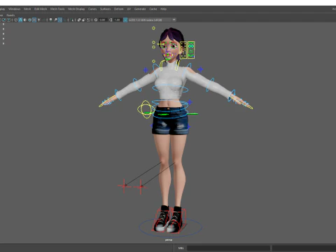 Cartoon Young Woman in Casual girlfriend 3D Model