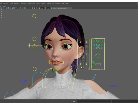 Cartoon Young Woman in Casual girlfriend 3D Model