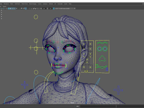 Cartoon Young Woman in Casual girlfriend 3D Model