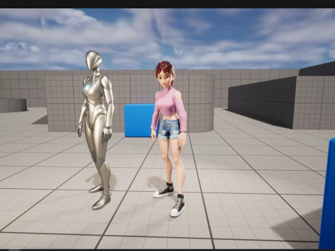 Cartoon Young Woman in Casual girlfriend 3D Model