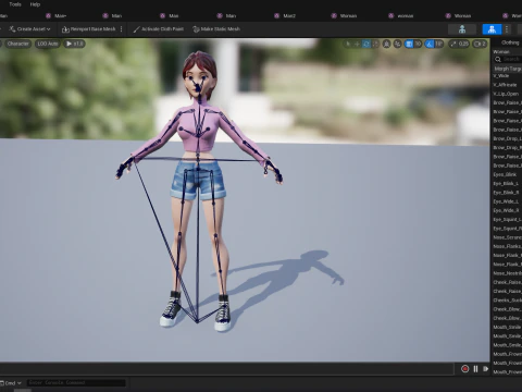 Cartoon Young Woman in Casual girlfriend 3D Model