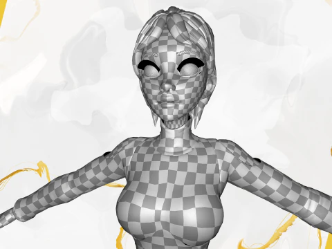 Cartoon Young Woman in Casual girlfriend 3D Model