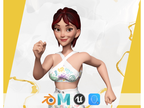 Woman in summer sportswear jogging female 3D Модель