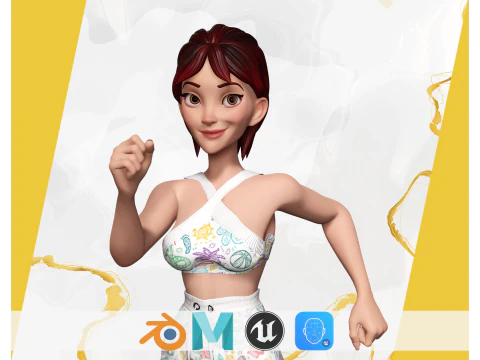 夏のスポーツウェアを着た女性 ジョギング 女性 3Dモデル