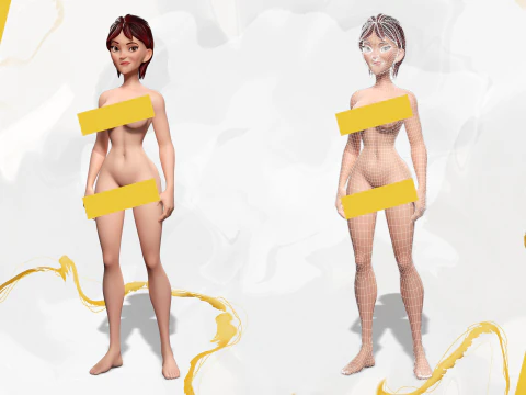 Woman in summer sportswear jogging female 3D Model