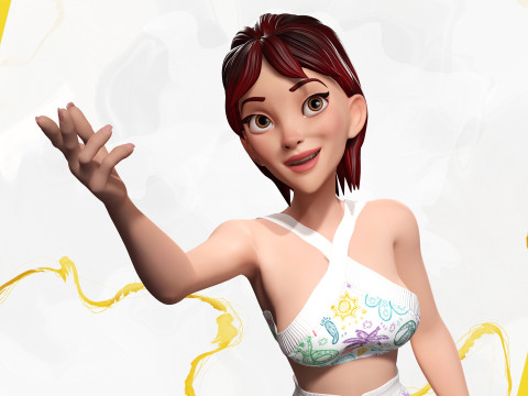 Woman in summer sportswear jogging female 3D Model