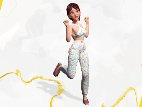 Woman in summer sportswear jogging female 3D Model