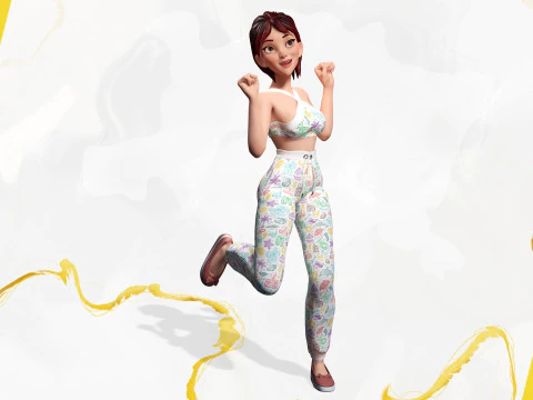 Woman in summer sportswear jogging female 3D Model