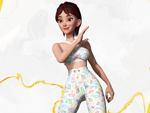 Woman in summer sportswear jogging female 3D Model