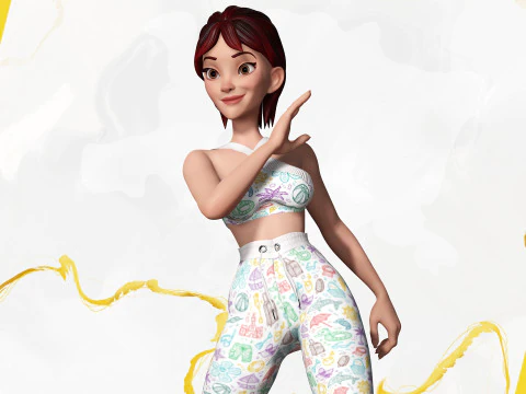 Woman in summer sportswear jogging female 3D Model
