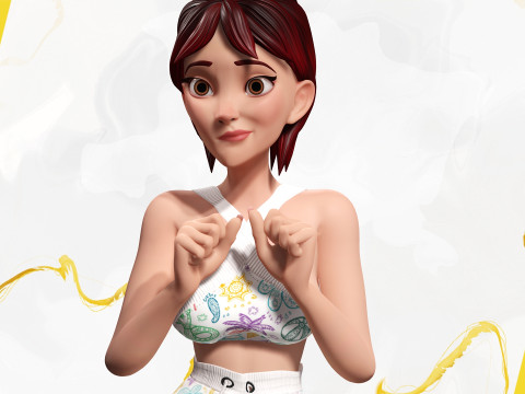 Woman in summer sportswear jogging female 3D Model