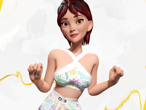 Woman in summer sportswear jogging female 3D Model