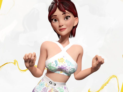 Woman in summer sportswear jogging female 3D Model
