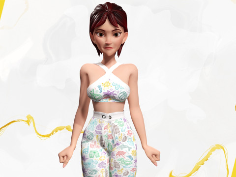 Woman in summer sportswear jogging female 3D Model