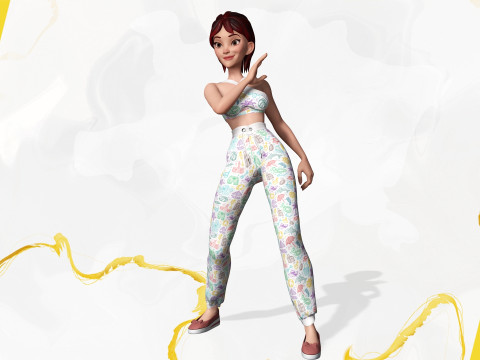Woman in summer sportswear jogging female 3D Model