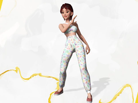 Woman in summer sportswear jogging female 3D Model