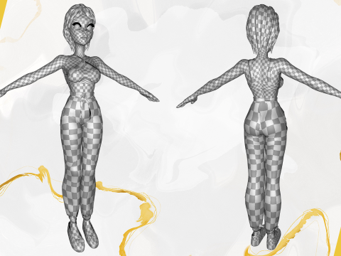 Woman in summer sportswear jogging female 3D Model