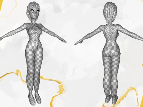 Woman in summer sportswear jogging female 3D Model