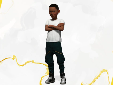 Afro boy toon cartoon Black Male stylized 3D Model