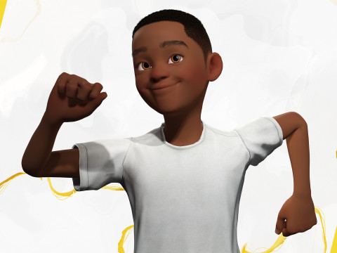 Afro boy toon cartoon Black Male stylized 3D Model