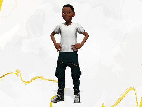 Afro boy toon cartoon Black Male stylized 3D Model