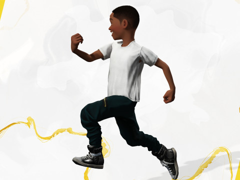 Afro boy toon cartoon Black Male stylized 3D Model