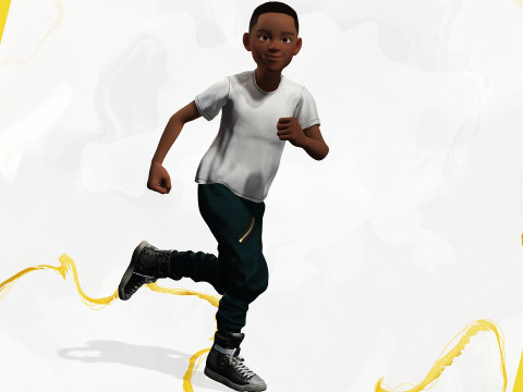 Afro boy toon cartoon Black Male stylized 3D Model